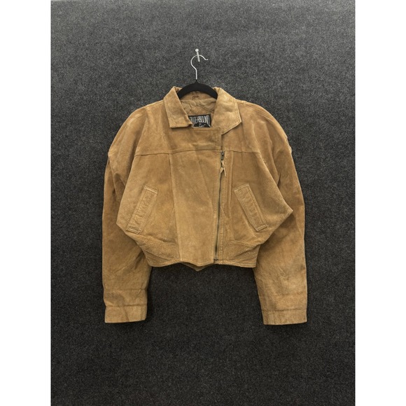 Outerbound by HMS Jackets & Blazers - Outerbound by HMS Vintage Tan Suede Leather Cropped Asymmetrical Zip Jacket M